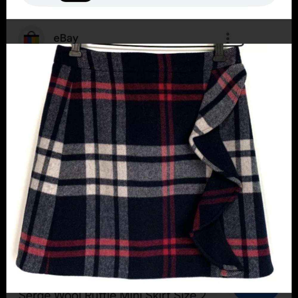 J. Crew Navy and Red Plaid Mini Skirt